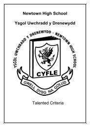 Newtown High School Ysgol Uwchradd y Drenewydd Talented Criteria