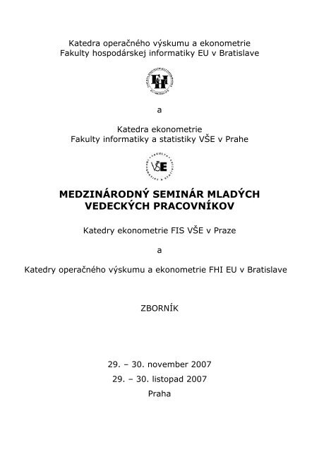 MedzinÃ¡rodnÃ½ vedeckÃ½ seminÃ¡r Praha - Fakulta hospodÃ¡rskej ...