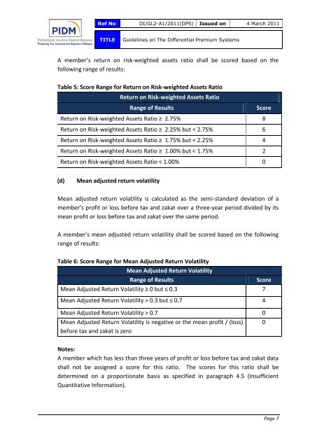 Guidelines on the Differential Premium Systems - PIDM