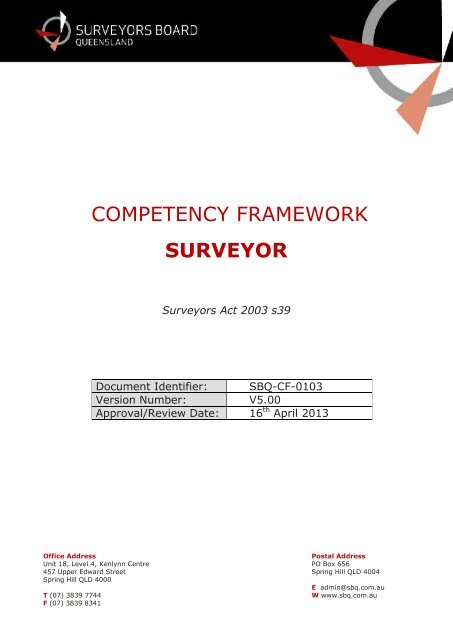 Surveyor Competency Framework - Surveyors Board of Queensland