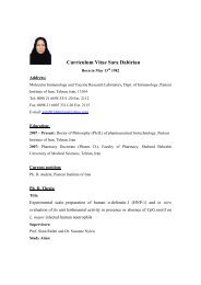 Curriculum Vitae Sara Dabirian - Pasteur Institute of Iran