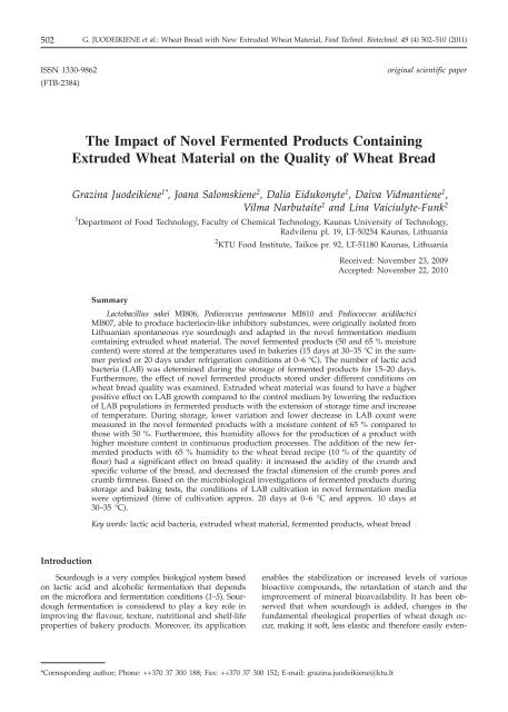 The Impact of Novel Fermented Products Containing Extruded ...