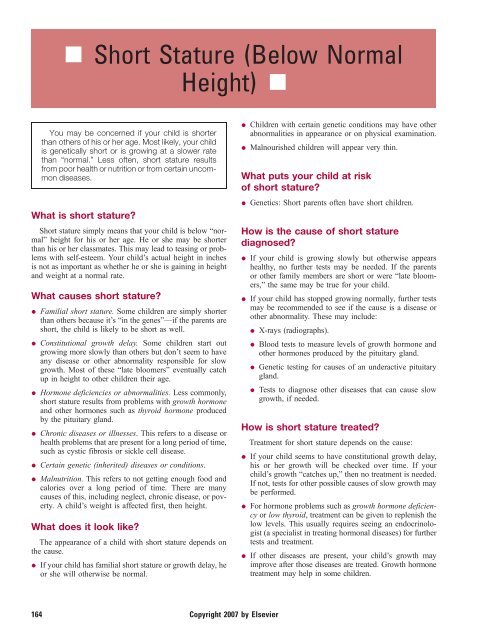 Short Stature (Below Normal Height)