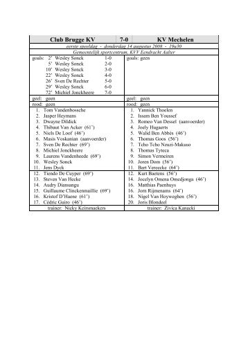 Club Brugge KV 7-0 KV Mechelen - Stamnummer 25