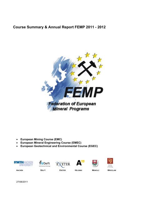 Course e Summ mary & A Annual R Report F FEMP 2 011 - 20 012