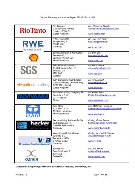 Course e Summ mary & A Annual R Report F FEMP 2 011 - 20 012