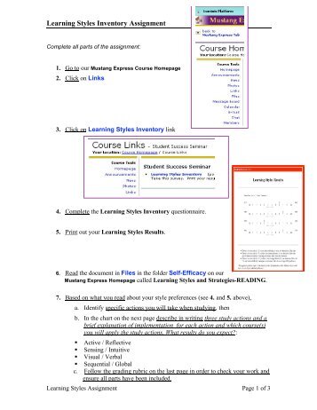 Learning Styles Inventory Assignment