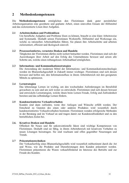 Bildungsplan zur Verordnung Florist/in EFZ