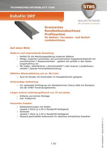 Techn. Datenblatt - STBS Bausysteme