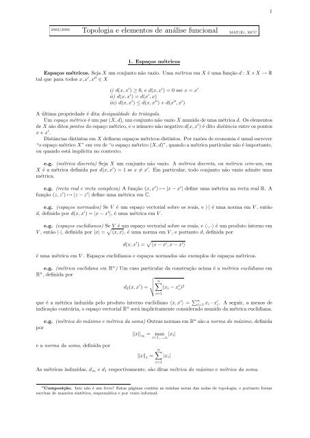 Topologia e elementos de análise funcional