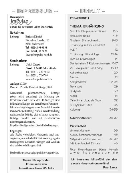 THEMA: ERNÃ„HRUNG - Impulse-Verlag