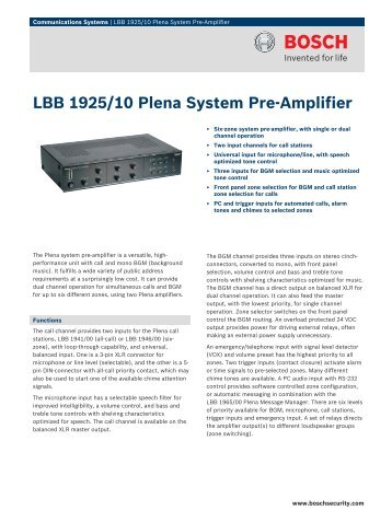 LBB 1925/10 Plena System Pre-Amplifier - WES Components