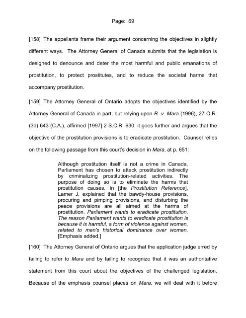 Canada (Attorney General) v. Bedford, 2012 ONCA ... - York University