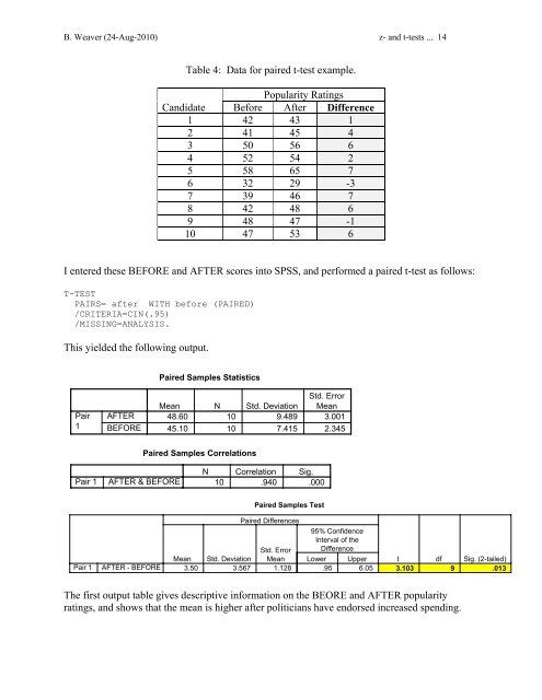 Hypothesis Testing Using z- and t-tests In hypothesis testing, one ...