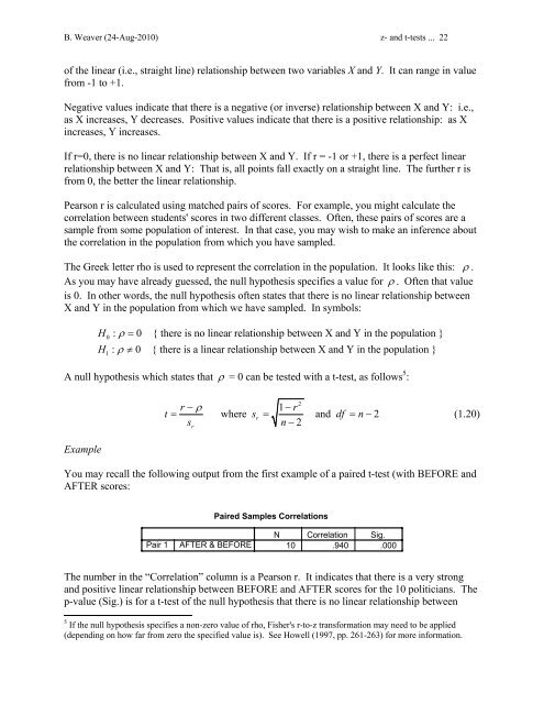 Hypothesis Testing Using z- and t-tests In hypothesis testing, one ...
