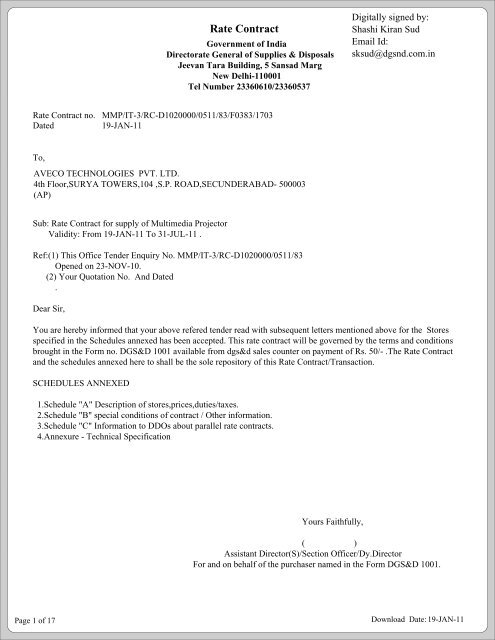 Rate Contract - Globus Infocom