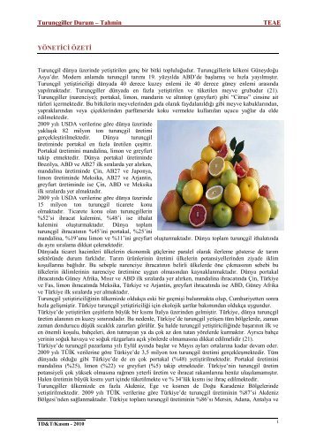 Turunçgiller Durum - Tarımsal Ekonomik Araştırma Enstitüsü