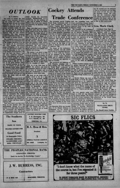 The Cadet. VMI Newspaper. November 03, 1961 - New Page 1 ...