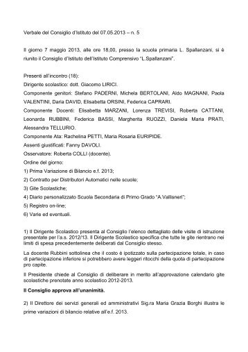 Verbale n.5 del 07/05/2013 - Gazzetta Amministrativa