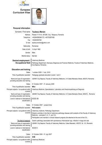 cv Taulescu_M_ engl_2011 2011 - USAMV Cluj-Napoca