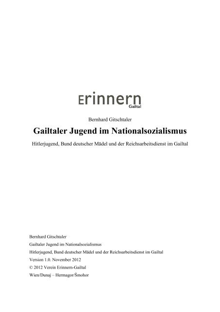 Bernhard gitschtaler - gailtaler jugend im nationalsozialismus