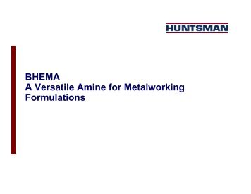 BHEMA A Versatile Amine for Metalworking Formulations