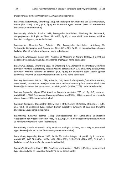 List of Available Names in Zoology, Candidate Part Phylum ... - FADA