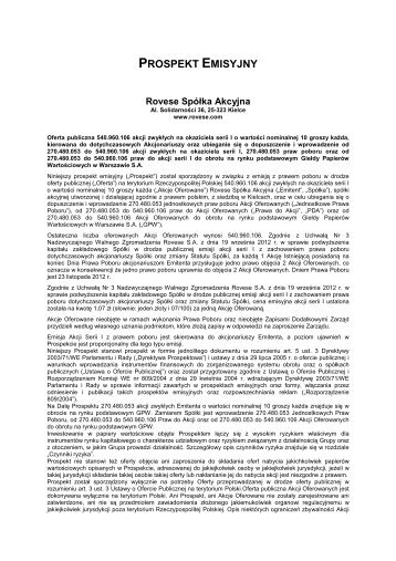 Prospekt emisyjny Rovese SA.pdf - PKO BP SA BDM