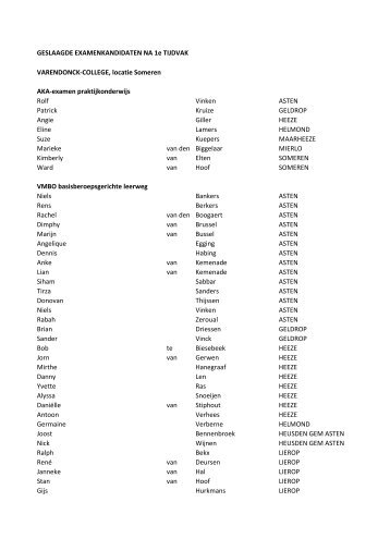 GESLAAGDE EXAMENKANDIDATEN NA 1e TIJDVAK ...