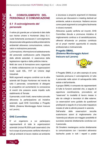 Dichiarazione Ambientale - Anno 2006 Huntsman (Italy) Ternate