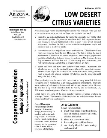 Low Desert Citrus Varieties - University of Arizona