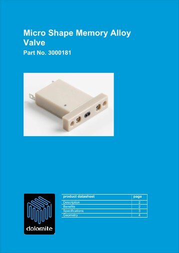 Micro Shape Memory Alloy Valve - Dolomite Microfluidics