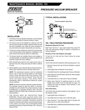 PRESSURE VACUUM BREAKER - Backflow Supply