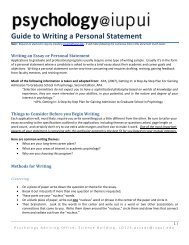 Guide to Writing a Personal Statement - Psychology @ IUPUI