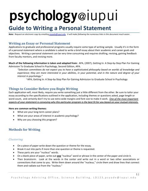 psychology personal statement usa