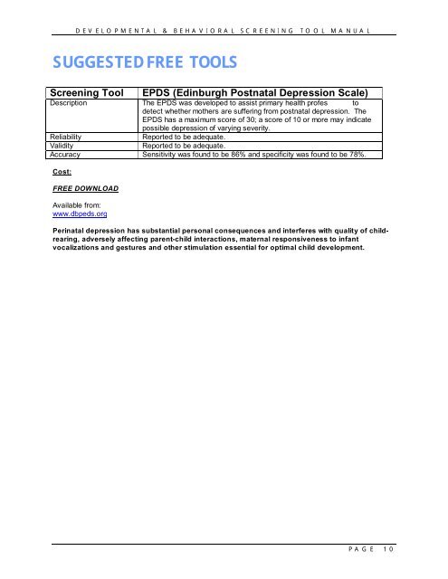 developmental & behavioral screening tool manual ... - UCSF Fresno