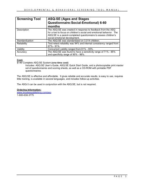 developmental & behavioral screening tool manual ... - UCSF Fresno