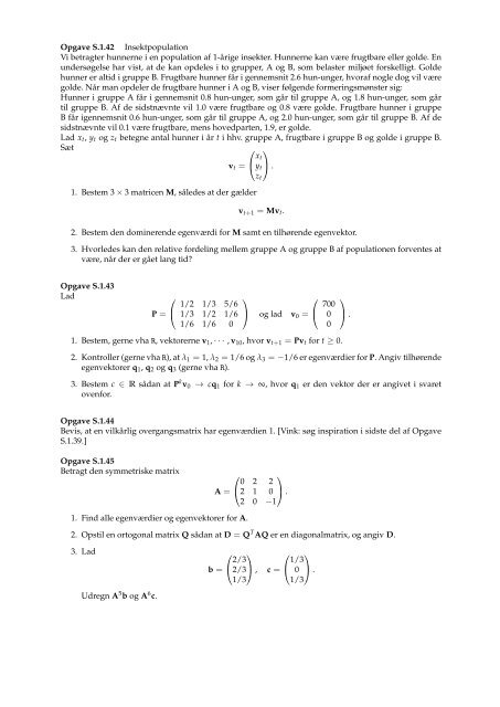 Matematik og modeller Blok 4 2012 Opgaver til Lineær algebra