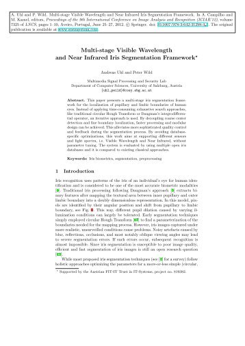 Multi-stage Visible Wavelength and Near Infrared Iris ... - WaveLab