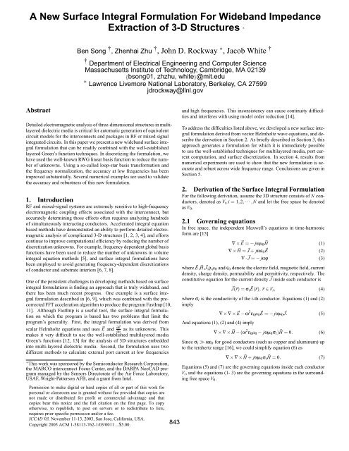 A New Surface Integral Formulation for Wideband ... - CiteSeerX