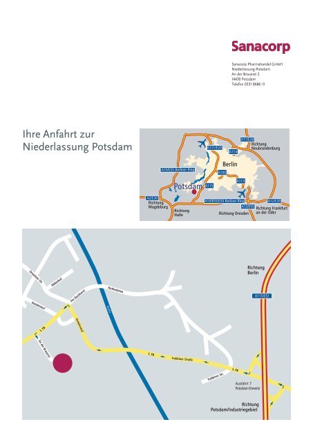 Ihre Anfahrt zur Niederlassung Potsdam - Sanacorp