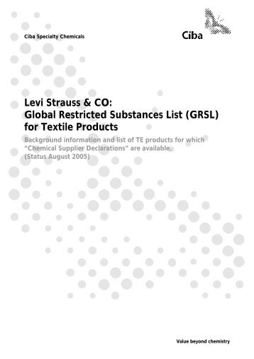 Global Restricted Substances List (GRSL) - Huntsman