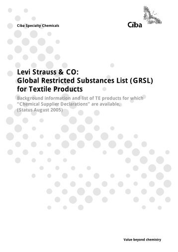 Global Restricted Substances List (GRSL) - Huntsman