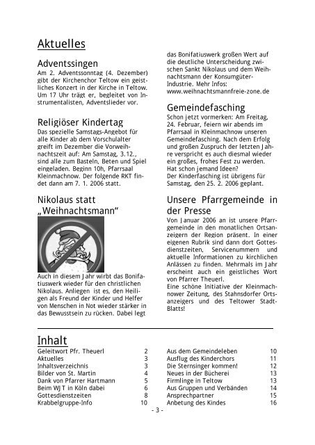 Pfarrbrief Katholische Gemeinde Ss. Eucharistia Kleinmachnow