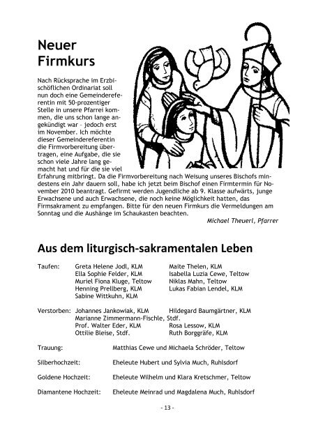Pfarrbrief Herbst 2009 - Katholische Pfarrgemeinde Sanctissima ...