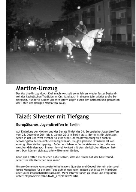 Pfarrbrief Weihnachten 2011 - Katholische Pfarrgemeinde ...