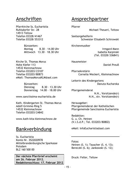 Pfarrbrief Weihnachten 2011 - Katholische Pfarrgemeinde ...