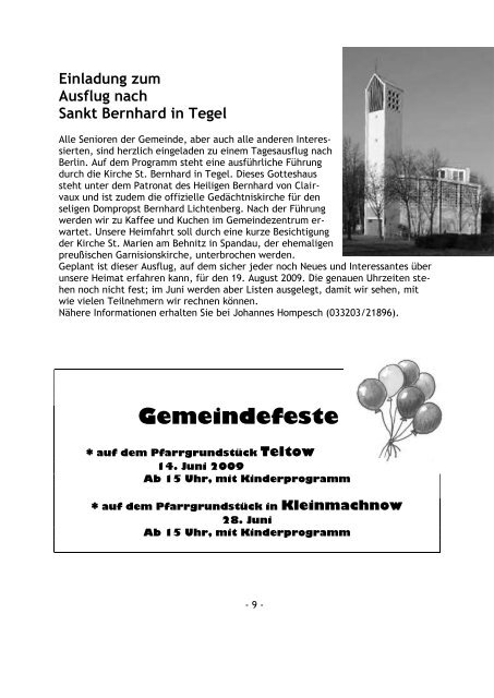 Pfarrbrief Sommer 2009 - Katholische Pfarrgemeinde Sanctissima ...