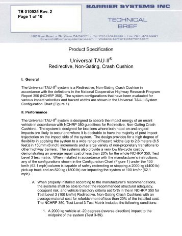 Tau-II FHWA Letter - Impact Absorption Inc