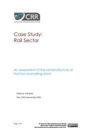 Report: rail sector - Centre for Remanufacturing & Reuse